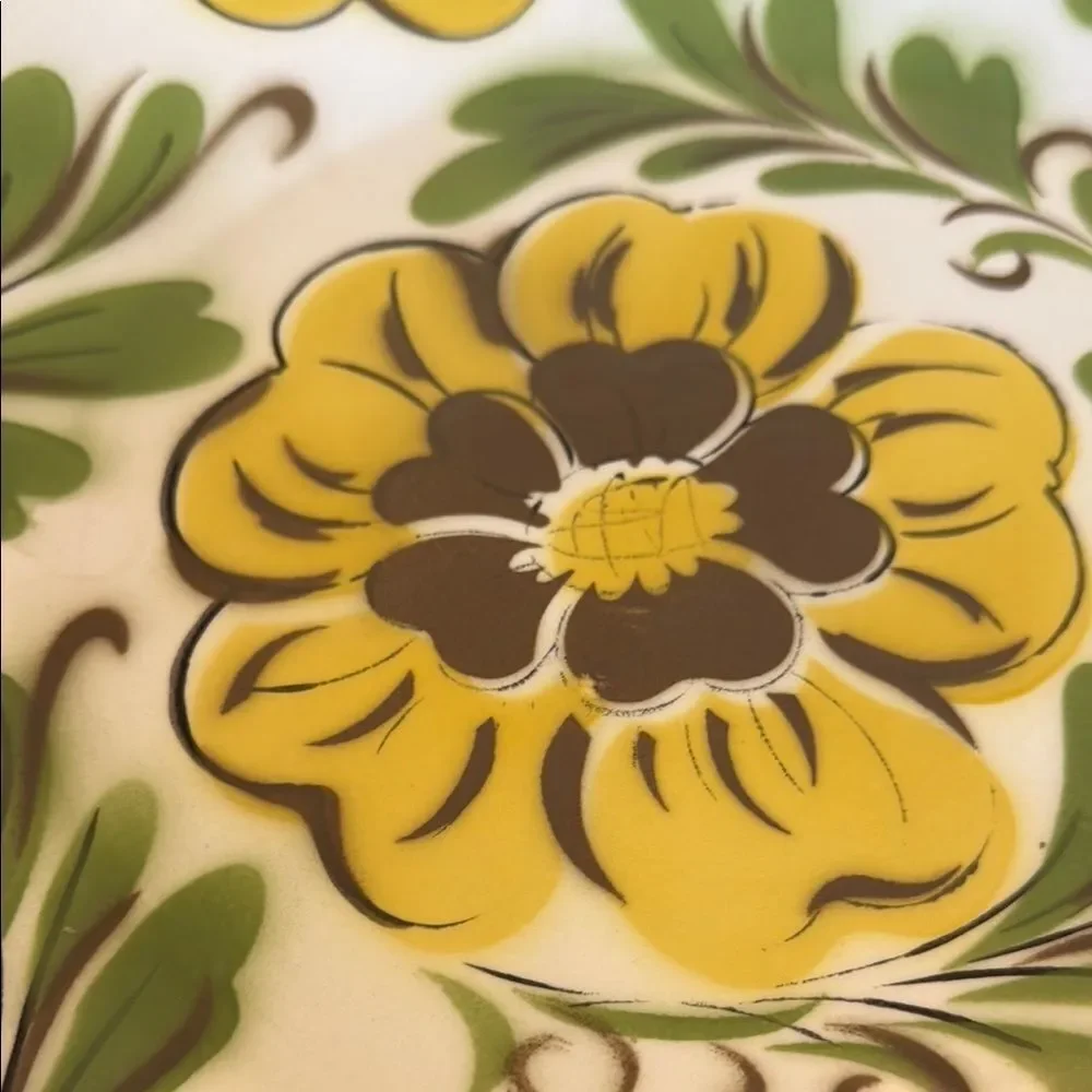 Ascot Large Floral Yellow and Green Serveware Plate Delux Ironstone